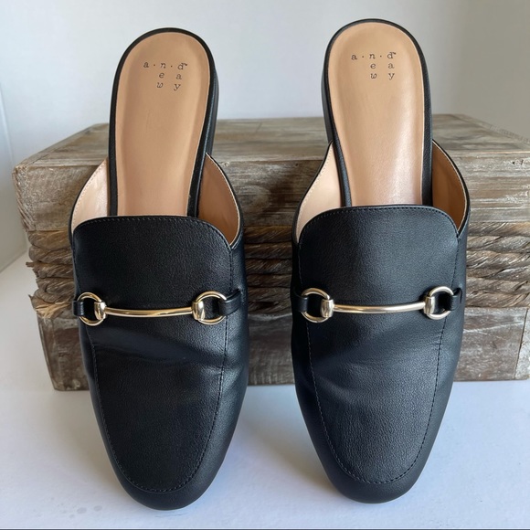 black buckle mules